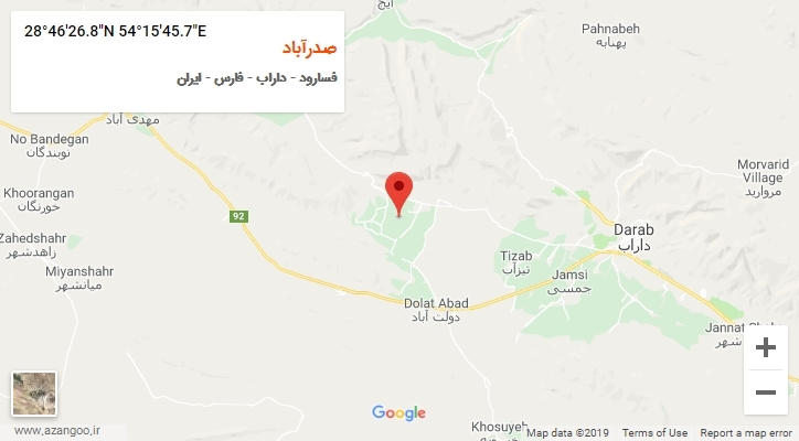 روستای صدرآباد بر روی نقشه
