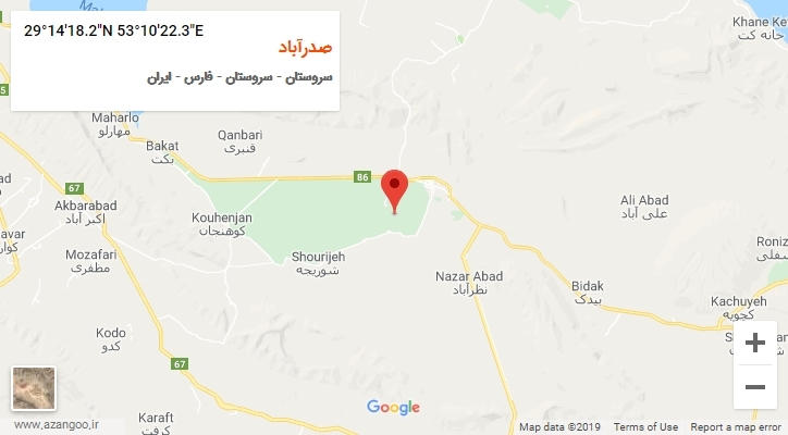 روستای صدرآباد بر روی نقشه