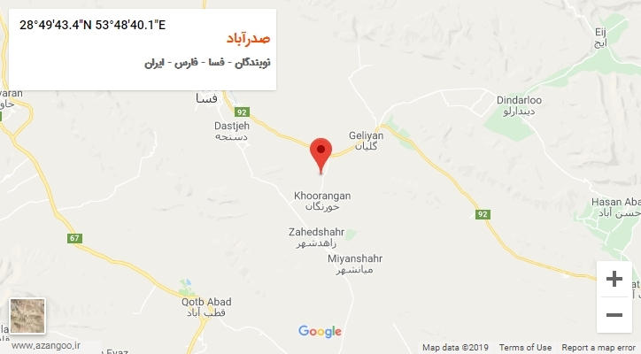 روستای صدرآباد بر روی نقشه