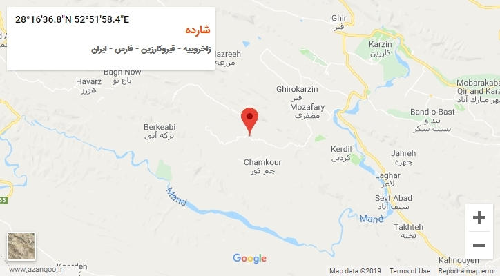 روستای شارده بر روی نقشه