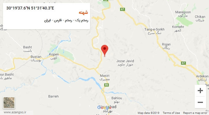 روستای شهنه بر روی نقشه