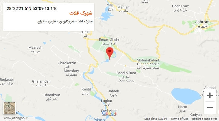 روستای شهرک قلات بر روی نقشه