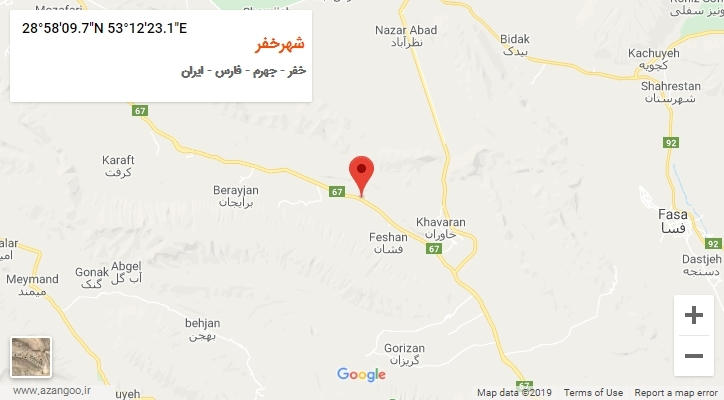 روستای شهرخفر بر روی نقشه