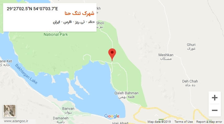 روستای شهرک تنگ حنا بر روی نقشه