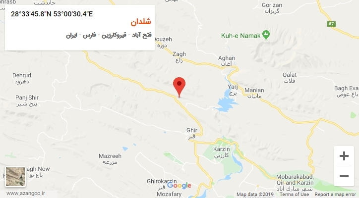 روستای شلدان بر روی نقشه