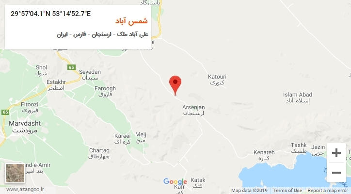 روستای شمس آباد بر روی نقشه