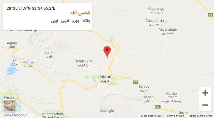 روستای شمس آباد بر روی نقشه