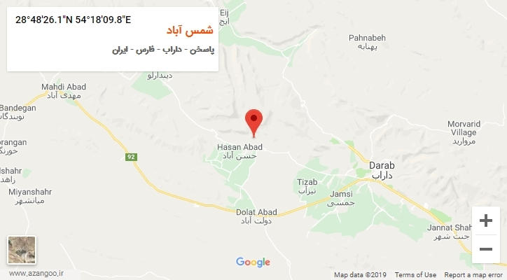 روستای شمس آباد بر روی نقشه
