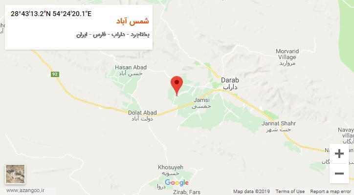 روستای شمس آباد بر روی نقشه