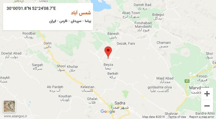 روستای شمس آباد بر روی نقشه
