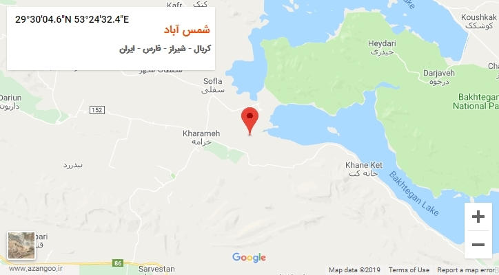 روستای شمس آباد بر روی نقشه