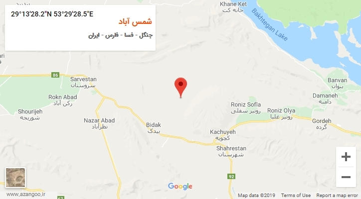 روستای شمس آباد بر روی نقشه