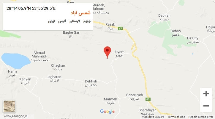 روستای شمس آباد بر روی نقشه