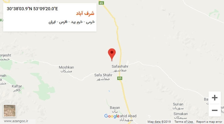 روستای شرف آباد بر روی نقشه