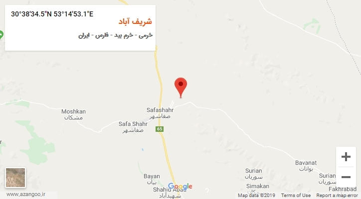 روستای شریف آباد بر روی نقشه