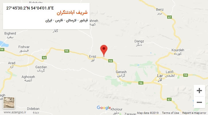 روستای شریف آبادتنگران بر روی نقشه