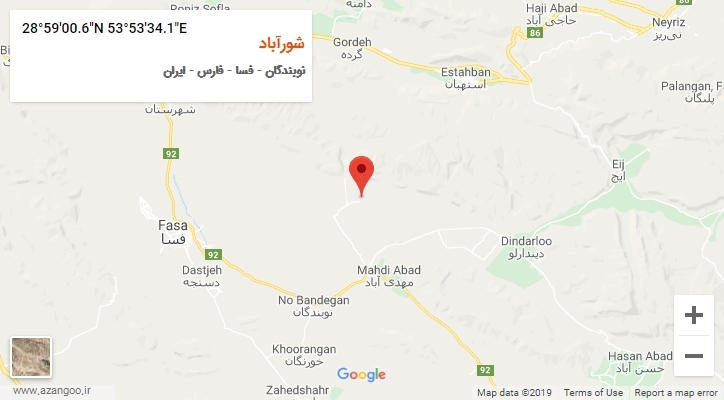 روستای شورآباد بر روی نقشه