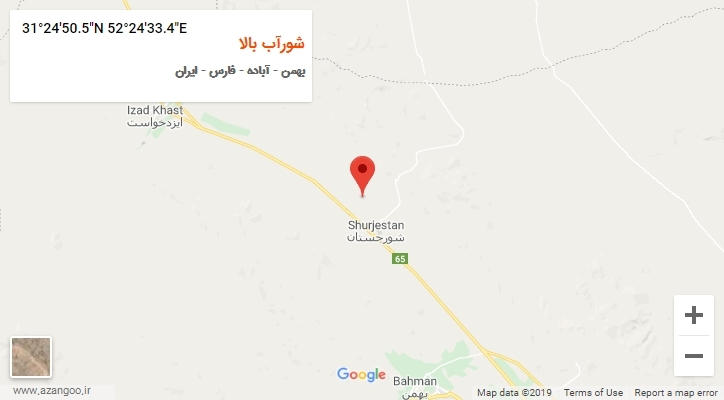 روستای شورآب بالا بر روی نقشه