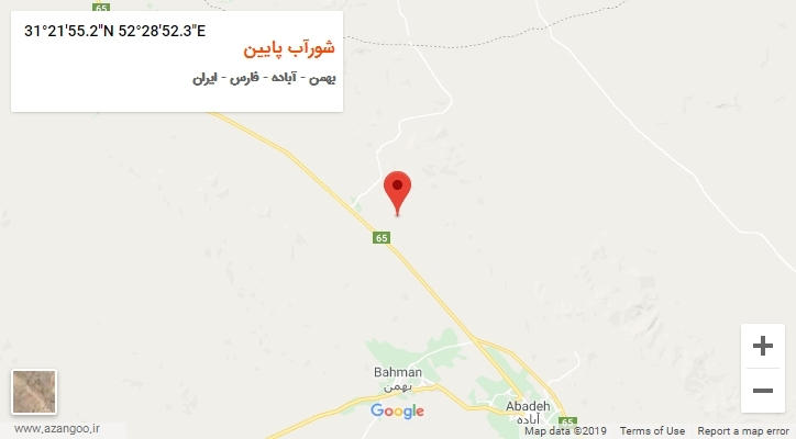 روستای شورآب پایین بر روی نقشه
