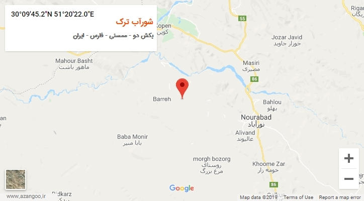روستای شورآب ترک بر روی نقشه