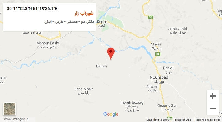 روستای شورآب زار بر روی نقشه