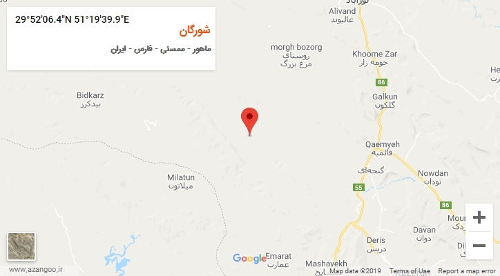 روستای شورگان بر روی نقشه