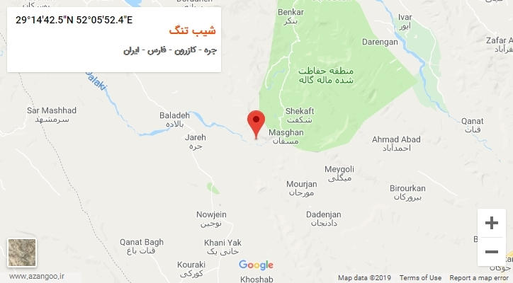 روستای شیب تنگ بر روی نقشه