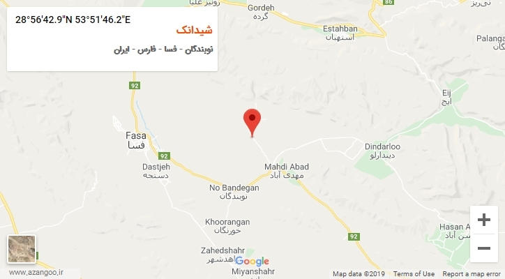 روستای شیدانک بر روی نقشه