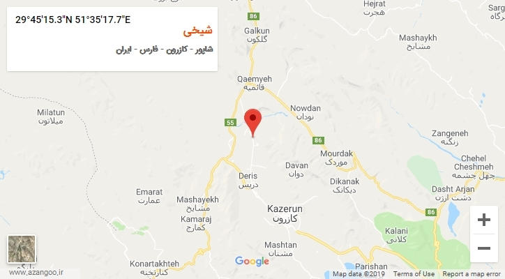 روستای شیخی بر روی نقشه