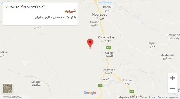 روستای شیربیم بر روی نقشه
