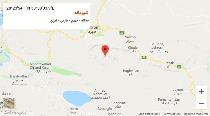 روستای شیردانه بر روی نقشه