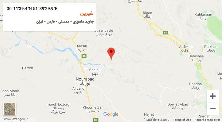 روستای شیرین بر روی نقشه