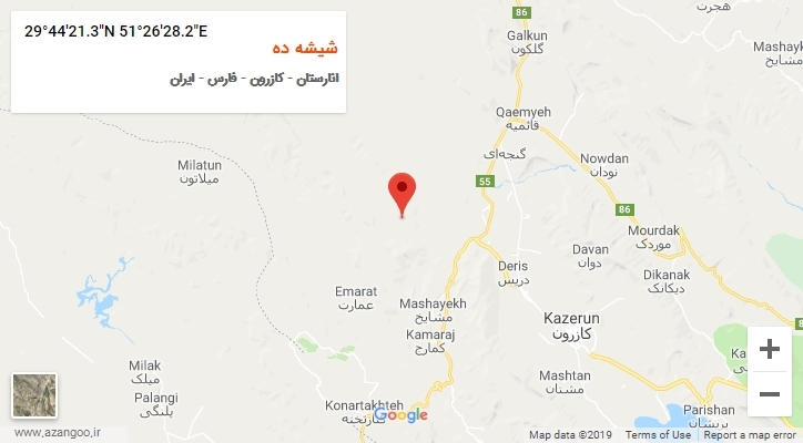 روستای شیشه ده بر روی نقشه
