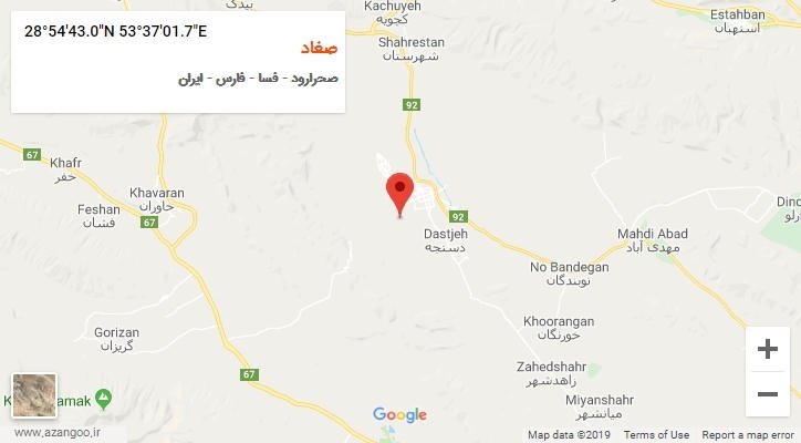 روستای صغاد بر روی نقشه