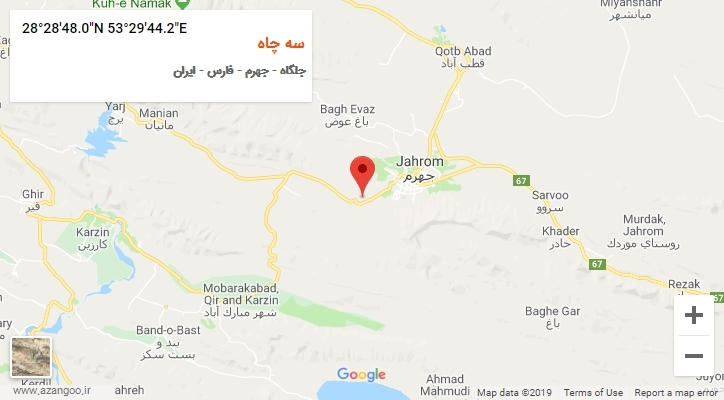 روستای سه چاه بر روی نقشه
