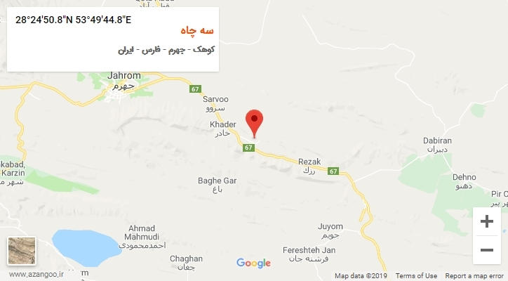 روستای سه چاه بر روی نقشه
