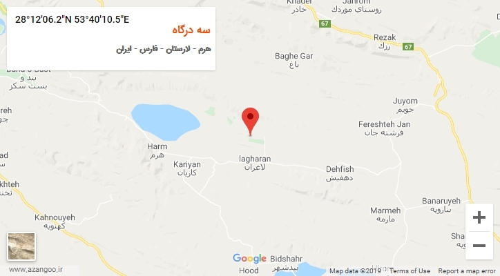 روستای سه درگاه بر روی نقشه