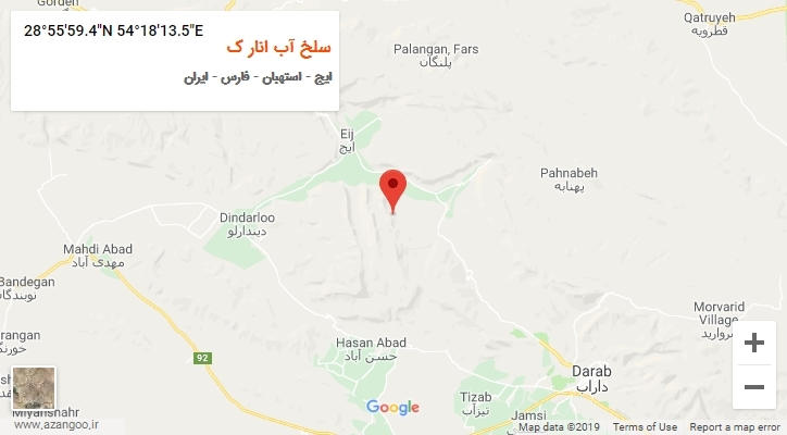 روستای سلخ آب انار ک بر روی نقشه