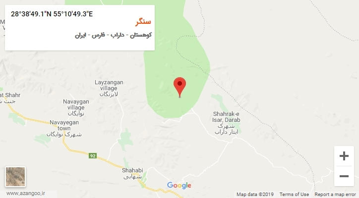 روستای سنگر بر روی نقشه