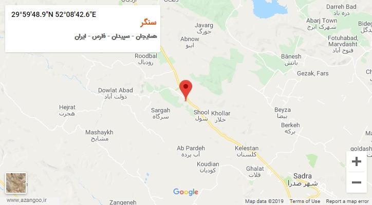 روستای سنگر بر روی نقشه