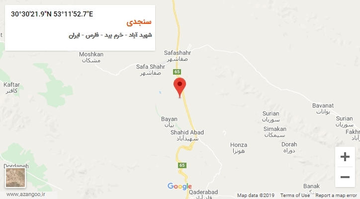 روستای سنجدی بر روی نقشه