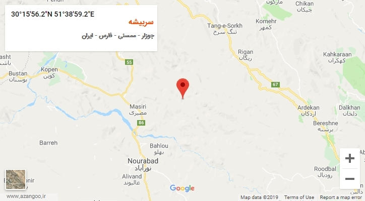 روستای سربیشه بر روی نقشه