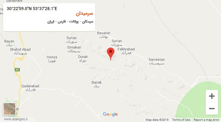 روستای سرمیدان بر روی نقشه