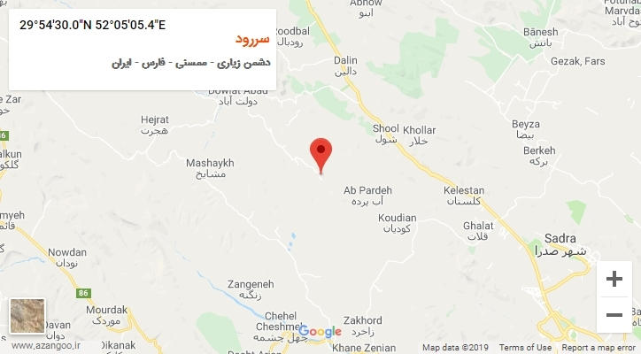 روستای سررود بر روی نقشه