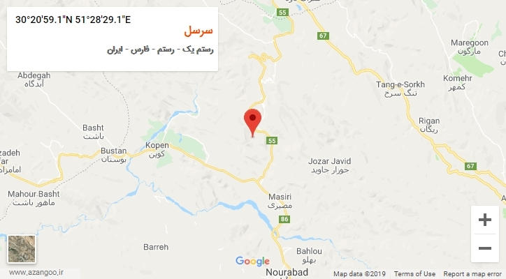 روستای سرسل بر روی نقشه