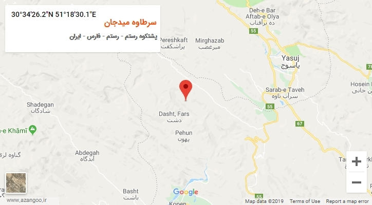 روستای سرطاوه میدجان بر روی نقشه