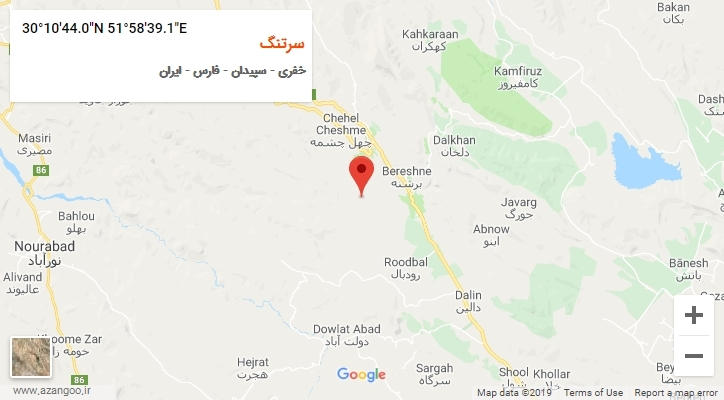 روستای سرتنگ بر روی نقشه