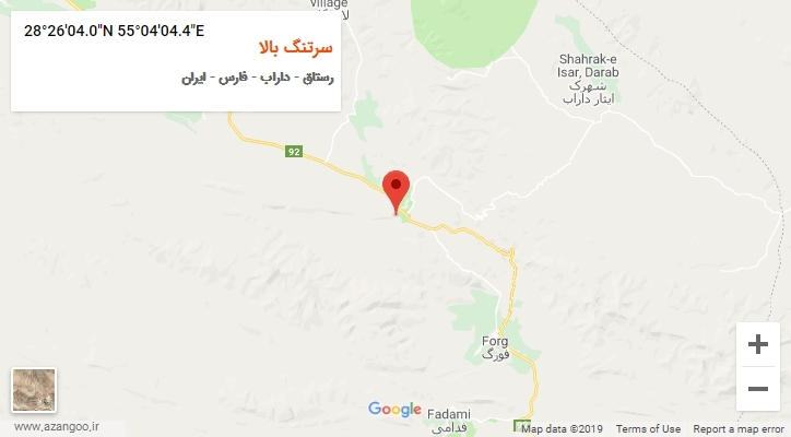 روستای سرتنگ بالا بر روی نقشه