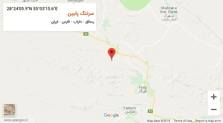 روستای سرتنگ پایین بر روی نقشه