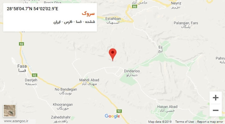 روستای سروک بر روی نقشه